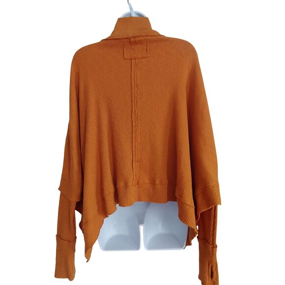 We The Free Rust Ribbed Mock Neck Oversize Crop Batwing Over L-Sleeve Shirt S - Picture 2 of 15